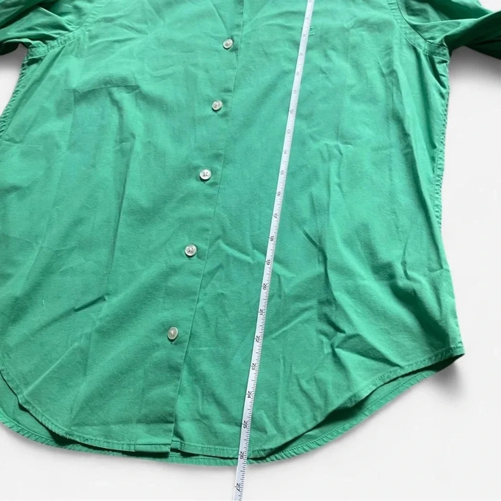Lauren Ralph Lauren Polo Blouse Green Solid Stretch Button Up - Picture 4 of 7